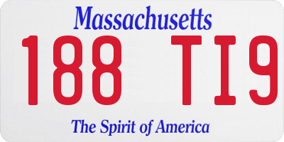 MA license plate 188TI9