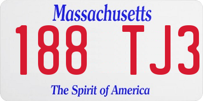 MA license plate 188TJ3