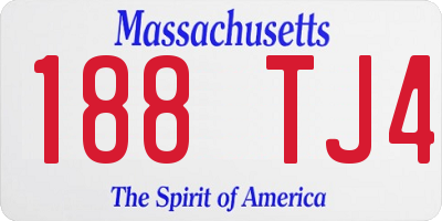 MA license plate 188TJ4