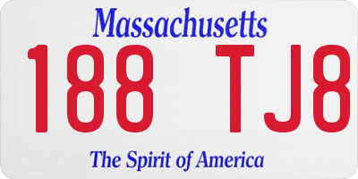 MA license plate 188TJ8