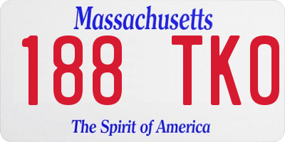 MA license plate 188TK0