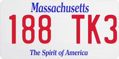 MA license plate 188TK3
