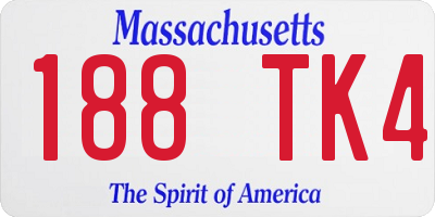 MA license plate 188TK4