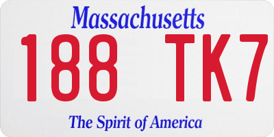 MA license plate 188TK7