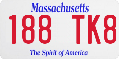 MA license plate 188TK8