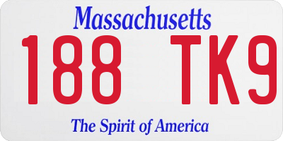 MA license plate 188TK9