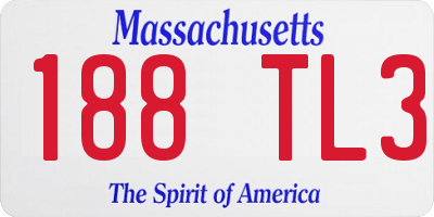 MA license plate 188TL3
