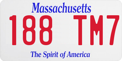 MA license plate 188TM7