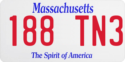 MA license plate 188TN3