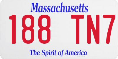 MA license plate 188TN7