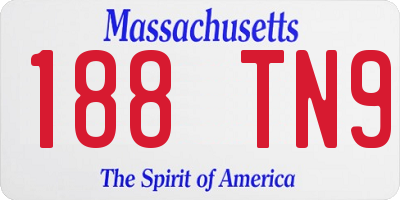 MA license plate 188TN9