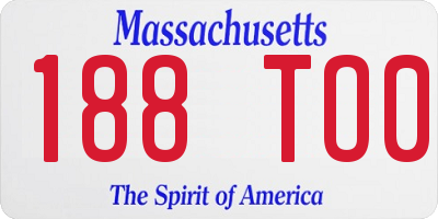 MA license plate 188TO0