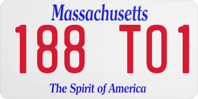 MA license plate 188TO1