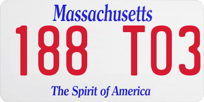 MA license plate 188TO3