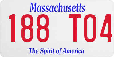 MA license plate 188TO4