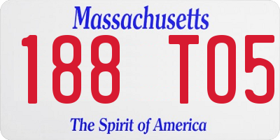 MA license plate 188TO5