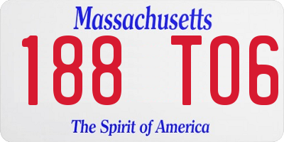 MA license plate 188TO6