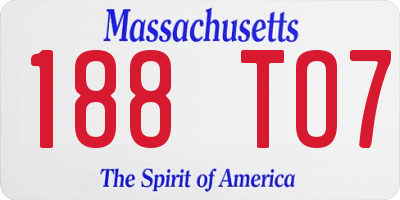 MA license plate 188TO7