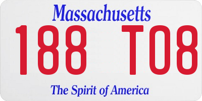 MA license plate 188TO8