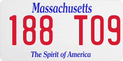 MA license plate 188TO9