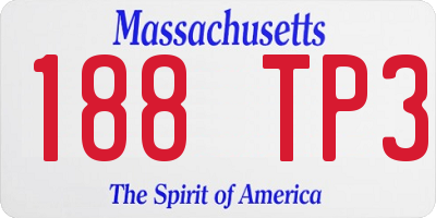 MA license plate 188TP3