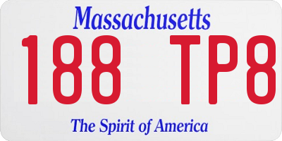 MA license plate 188TP8