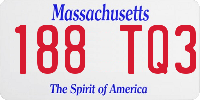 MA license plate 188TQ3