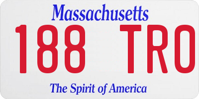 MA license plate 188TR0