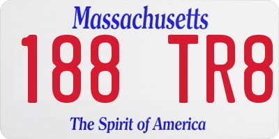 MA license plate 188TR8