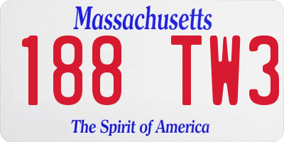 MA license plate 188TW3