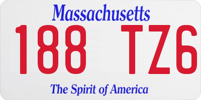 MA license plate 188TZ6