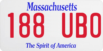 MA license plate 188UB0