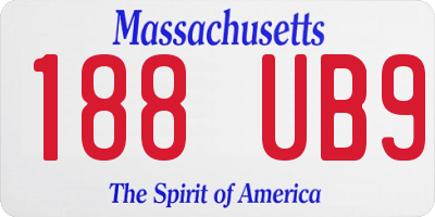 MA license plate 188UB9