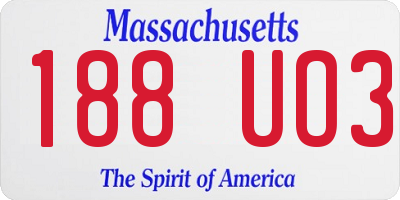 MA license plate 188UO3