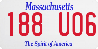 MA license plate 188UO6
