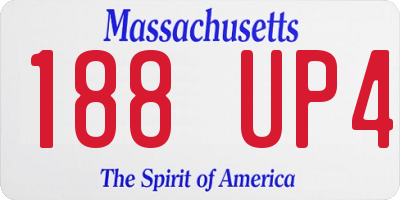 MA license plate 188UP4