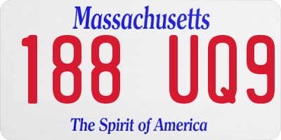 MA license plate 188UQ9