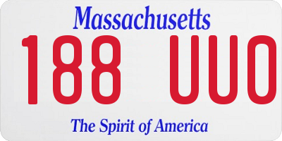 MA license plate 188UU0