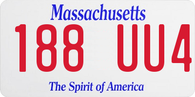 MA license plate 188UU4