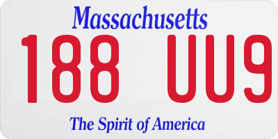 MA license plate 188UU9