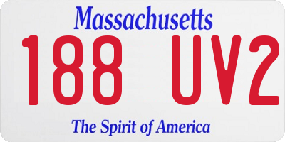 MA license plate 188UV2