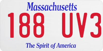 MA license plate 188UV3