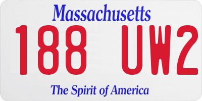 MA license plate 188UW2