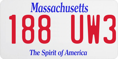 MA license plate 188UW3
