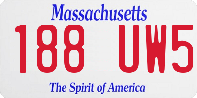 MA license plate 188UW5