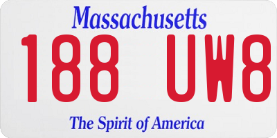 MA license plate 188UW8
