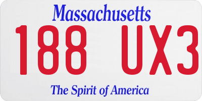 MA license plate 188UX3