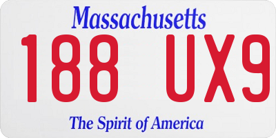 MA license plate 188UX9