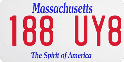 MA license plate 188UY8