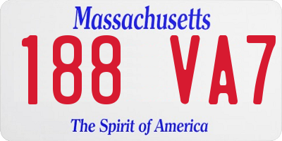 MA license plate 188VA7